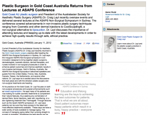 Plastic Surgeon in Gold Coast Australia Returns from Lectures at ASAPS Conference